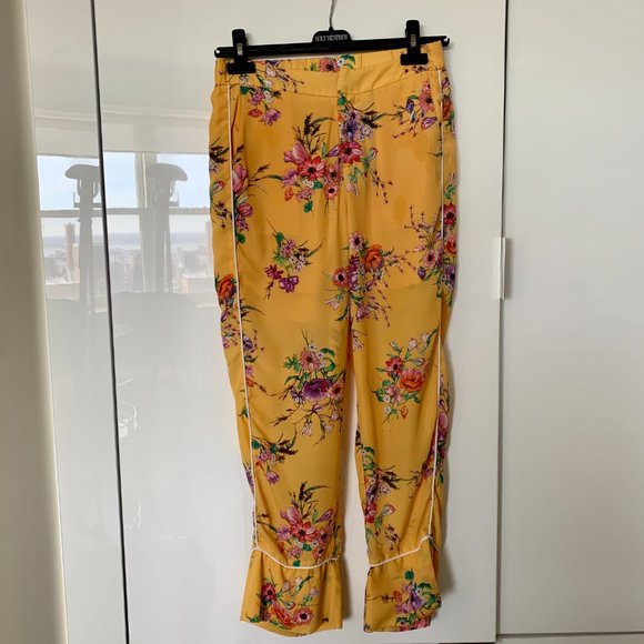 Yellow Floral Trousers Size Small - Picture 1 of 3